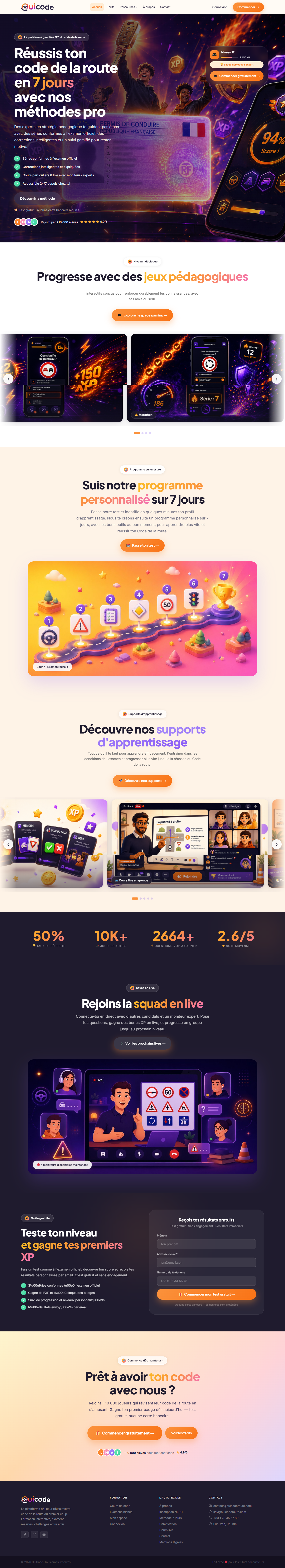 Aperçu du site Oui Code Route
