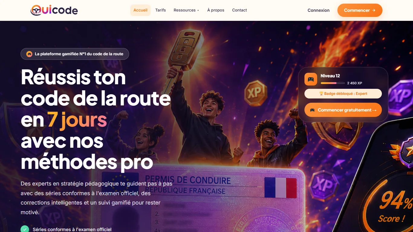 Aperçu du site Oui Code Route
