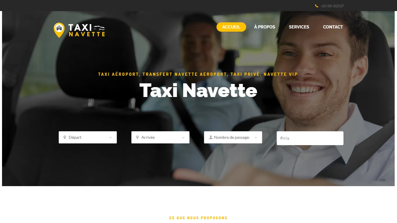 Aperçu du site Taxi Navette